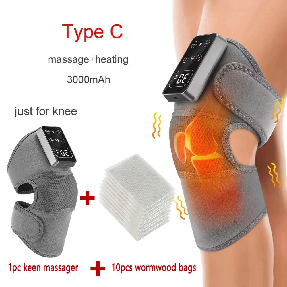 Electric Heated Vibration Knee and Shoulder Massager with Hot Compress for Pain Relief and Physiotherapy
