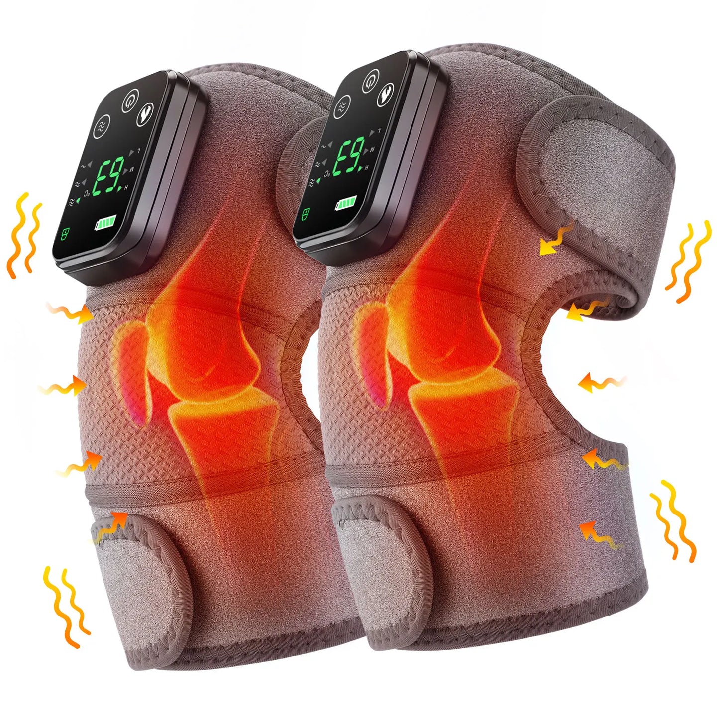 Electric Heated Vibration Knee and Shoulder Massager with Hot Compress for Pain Relief and Physiotherapy