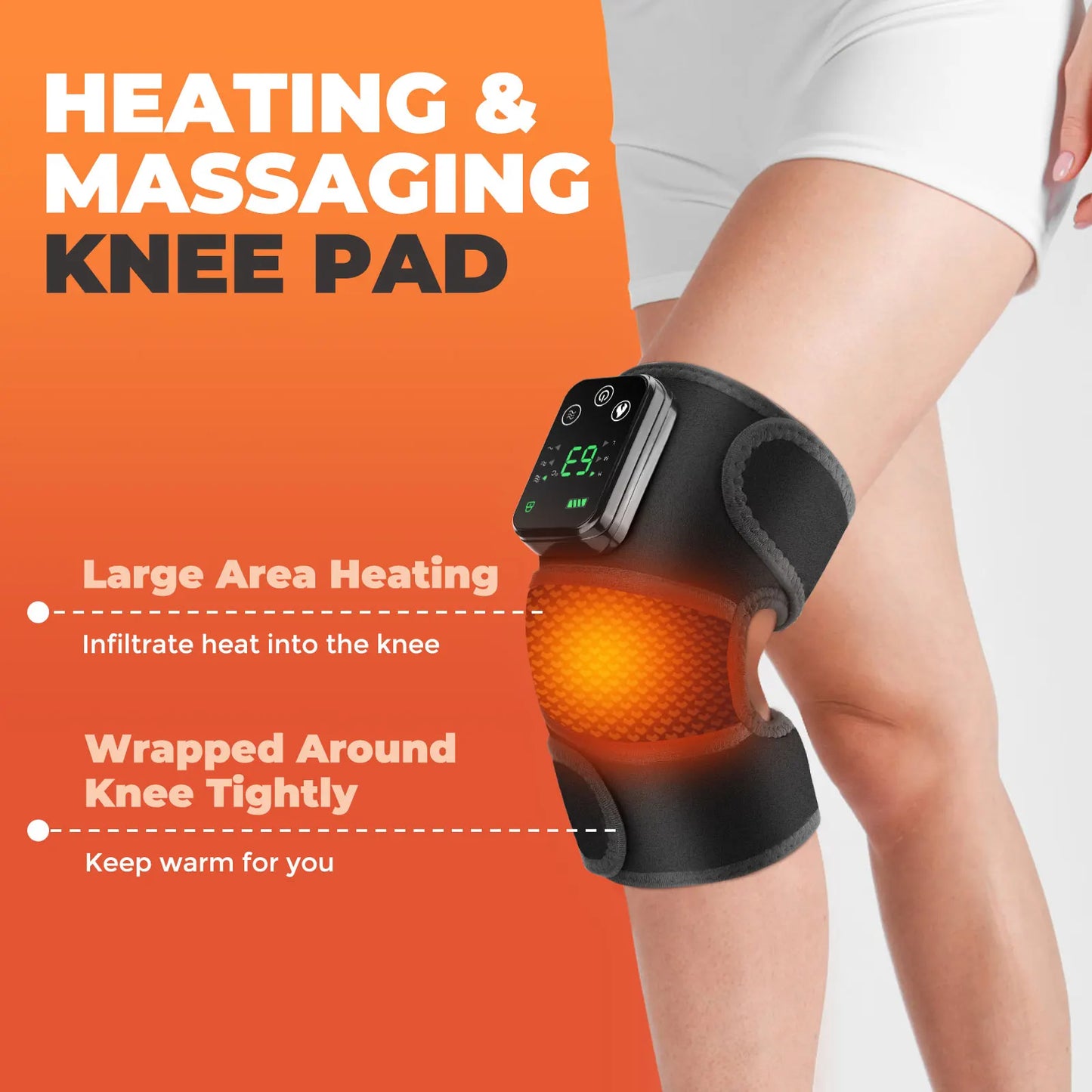 Electric Heated Vibration Knee and Shoulder Massager with Hot Compress for Pain Relief and Physiotherapy
