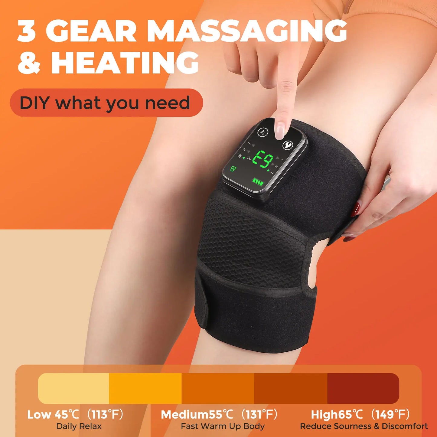 Electric Heated Vibration Knee and Shoulder Massager with Hot Compress for Pain Relief and Physiotherapy
