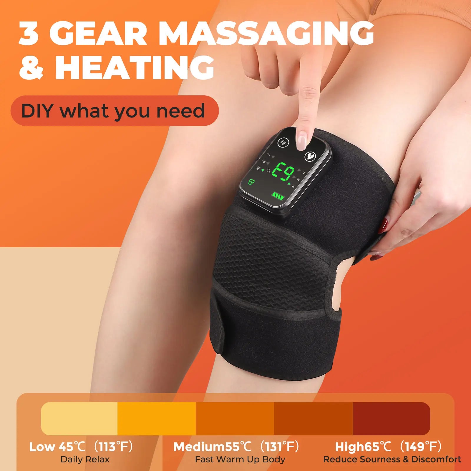 Electric Heated Vibration Knee and Shoulder Massager with Hot Compress for Pain Relief and Physiotherapy