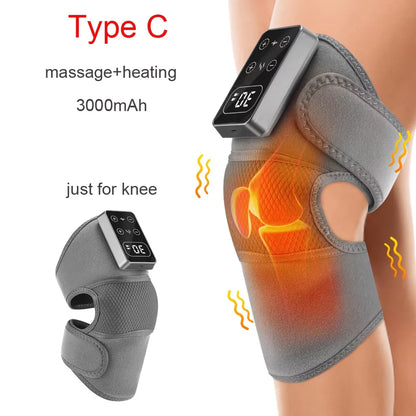 Electric Heated Vibration Knee and Shoulder Massager with Hot Compress for Pain Relief and Physiotherapy