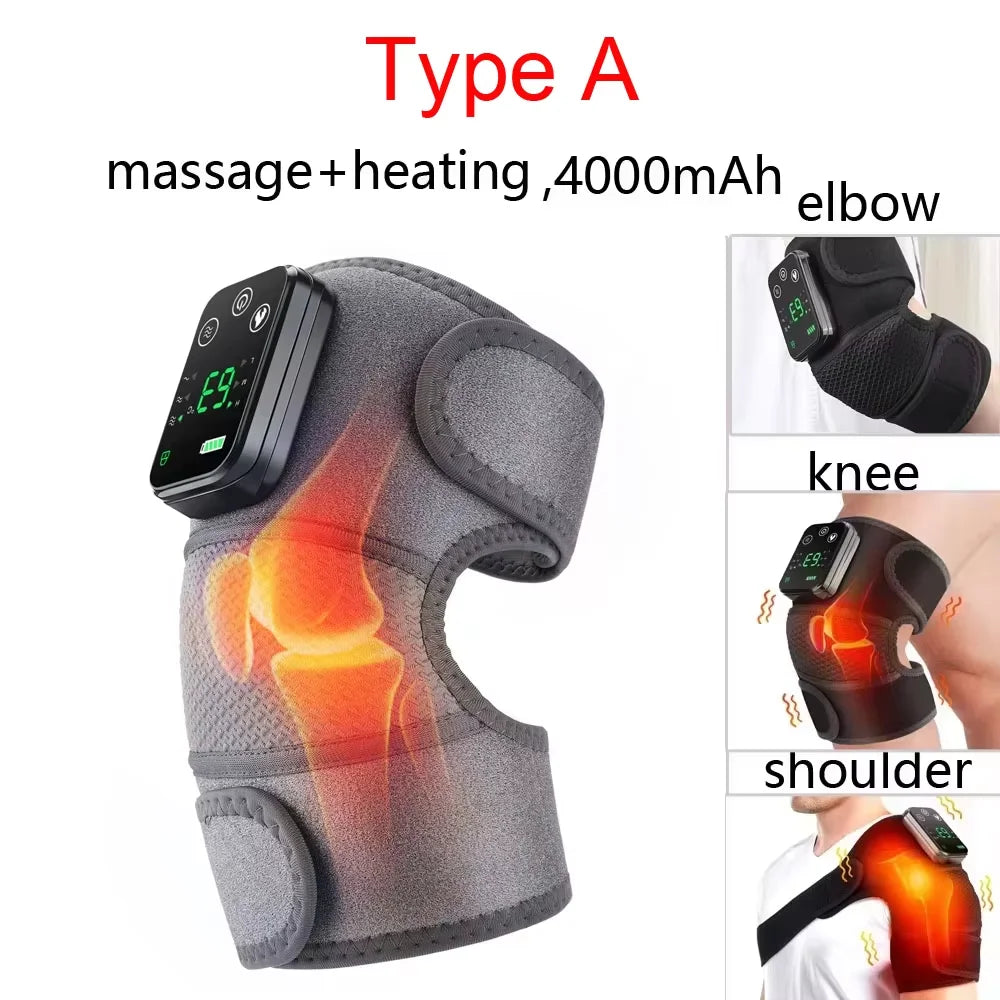 Electric Heated Vibration Knee and Shoulder Massager with Hot Compress for Pain Relief and Physiotherapy